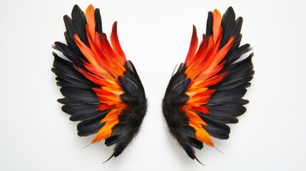 Obraz premium Colorful Bird Wings on White Background