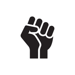 Raised Fist Icon in Flat Style - Symbolizing Victory, Power, and Solidarity in Digital and Web Designs