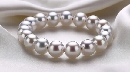 Obraz premium Elegant Pearl Bracelet on Soft Fabric Background