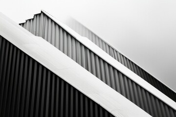 Obraz premium A Black and White Abstract of a Metal Roof