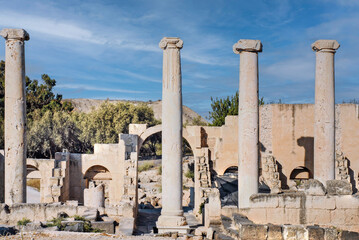 Beit She'an's ruins. This archeological site had 18 successive ancient towns, is one of the most...