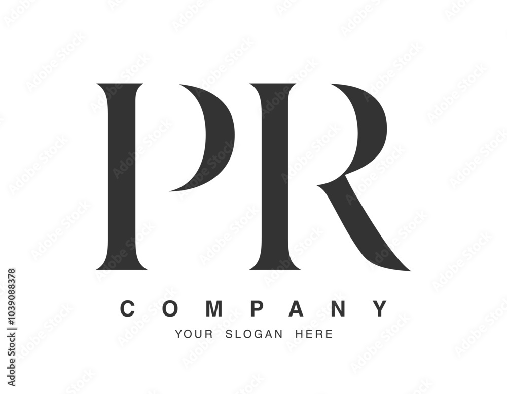 Fototapete pr logo design. initial letter p and r serif font style. creative classic company name typography. t