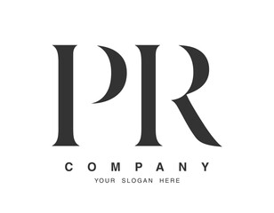 PR logo design. Initial letter p and r serif font style. Creative classic company name typography. Trendy logotype or identity.