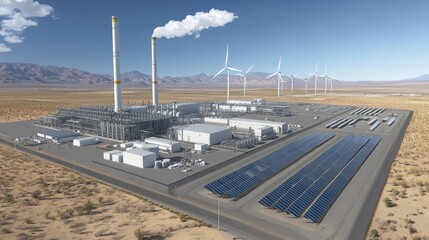 Renewable Energy Plant with Solar and Wind Power