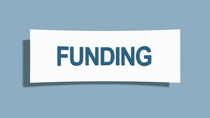 Funding. A card isolated on blue background.