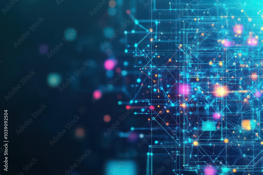 Leinwandbilder Neural networks integrating big data from multiple sources front view Merging diverse datasets into one neural network system advanced tone Analogous Color Scheme