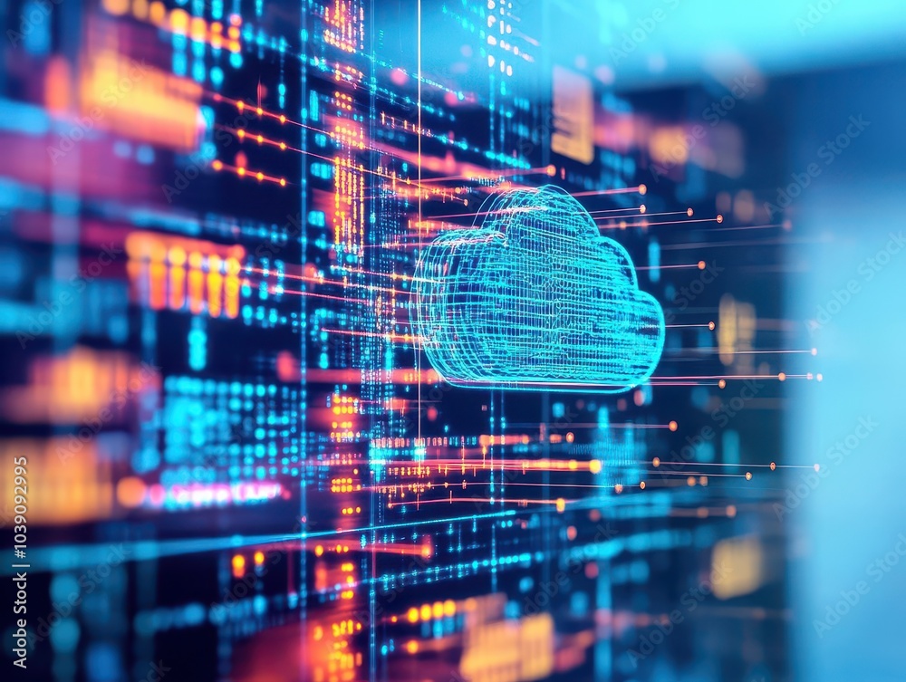 Poster Cloudbased neural networks processing massive big data side view Using cloud solutions for distributed big data processing futuristic tone Colored Pastel
