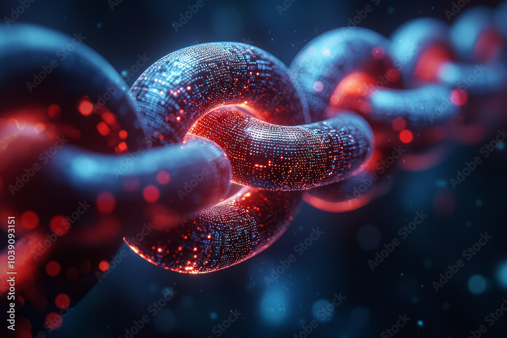 Poster a blockchain firm partnering with a telecom company to enhance network security, representing blockc