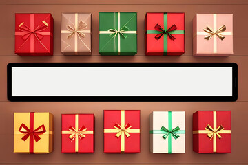 Tablet with Multicolored Presents