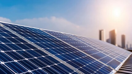 Obraz premium Solar panels harnessing sunlight for renewable energy generation.
