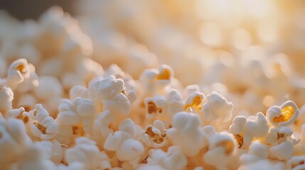 Obraz premium Close-up of Fluffy Popcorn Under Warm Lighting