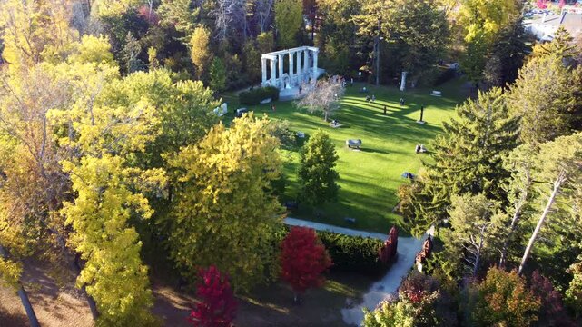 Drone view of Guild Park and Gardens in Toronto, Canada. Autumn season. 