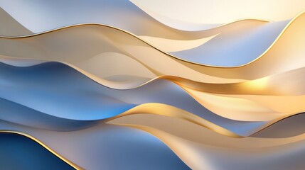 Abstract Golden and Blue Waves