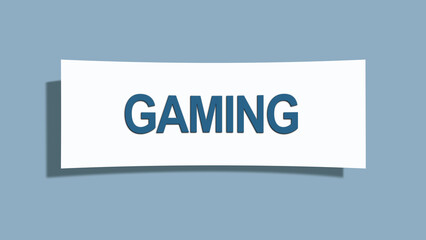 Gaming. A card isolated on blue background.