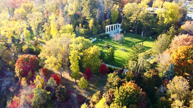 Drone view of Guild Park and Gardens in Toronto, Canada. Autumn season. 