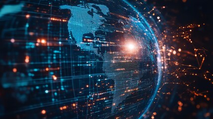 Obraz premium Global security concept business risk internet technology concept of business internet and network attack. multiple exposure cyber attack risk protection