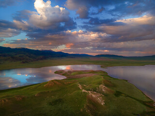 sunset over the lake