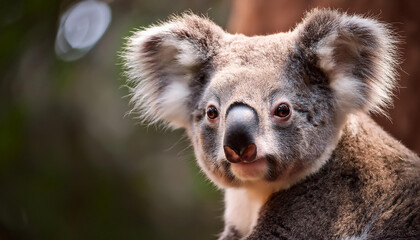 Obraz premium Close-Up of a Koala, Emphasizing Its Gentle Expression and Fur Texture