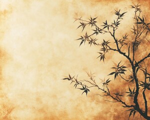 Silhouettes of bamboo branches on aged paper. Perfect for backgrounds, headers, and designs with Asian, minimalist, or natural themes.
