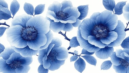 Blue floral background with leaves. Perfect for adding a touch of elegance to your designs.
