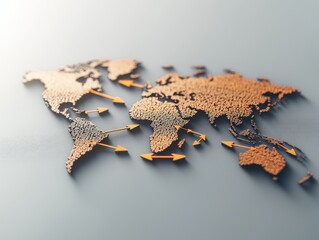 Fototapeta premium World map with arrows, symbolizing global connections and trade.