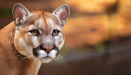Close-Up of a Puma, Highlighting Its Sleek Fur and Intense Gaze
