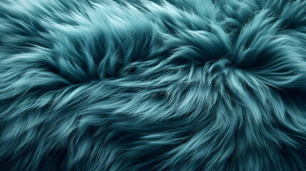 Obraz premium Close-up of soft, fluffy dark emerald blue fur. Cozy and vibrant textured image, perfect for backgrounds, fashion design and soft textile concepts. Creates a homey atmosphere. 