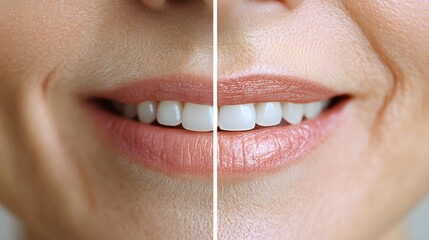Mouth close-up before-and-after laser wrinkle treatment, focusing on skin rejuvenation, minimalistic background, high-detail skin textures, Realistic Photography