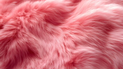 Fototapeta premium Close-up of soft, fluffy pink fur texture. Cozy and bright texture image, perfect for backgrounds, fashion design and soft textile concepts. Creates a homey atmosphere. 