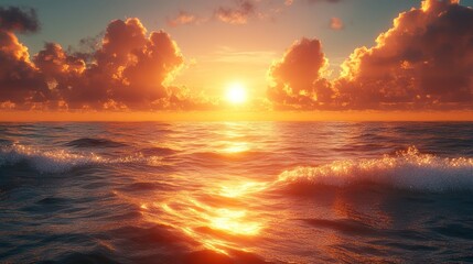 Fototapeta premium Stunning Sunset Over the Ocean
