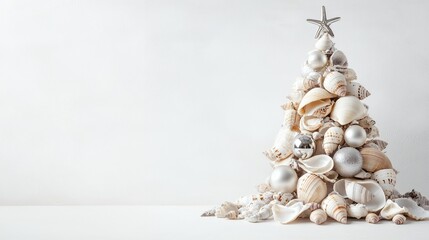 Obraz premium Christmas tree decorated with sea shells and coral