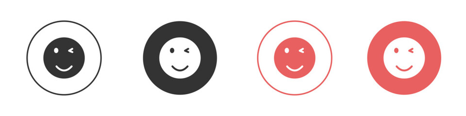 Fototapeta premium Winking eye icon Flat set in black and white color