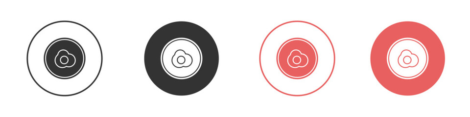 Egg on plate icon Flat set in black and white color