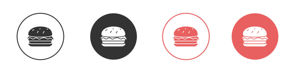 Hamburger icon Flat set in black and white color