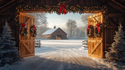 Winter Wonderland: Christmas Barn Door View