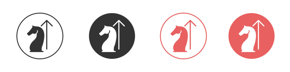 strategy icon Flat set in black and white color