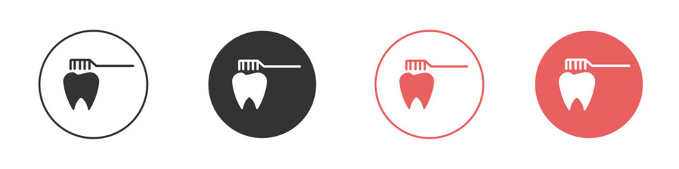 tooth cleaning icon Flat set in black and white color