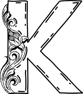 recommend clip art: Alphabet K with Thai art design, flower line thai tradition.