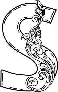 recommend clip art: Alphabet S with Thai art design, flower line thai tradition.