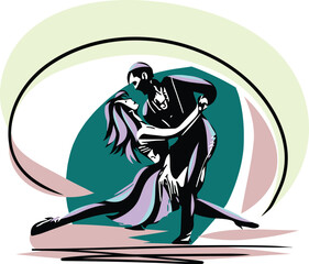 Obraz premium Dancing couple perfect for dance studios, event posters, or music festivals.