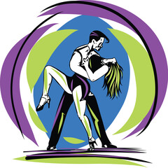 Dancing couple perfect for dance studios, event posters, or music festivals.