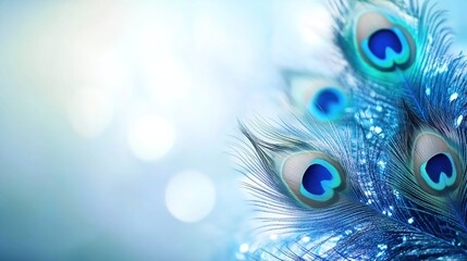 Obraz premium Peacock feather background, copy space
