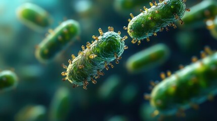 Naklejka premium Microscopic World of Bacteria