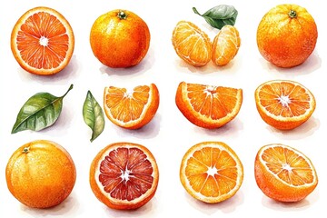 Watercolor illustration of oranges. Perfect for projects related to health, food, and drinks.
