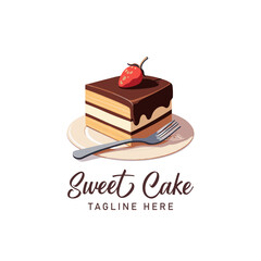 Cake bakery shop logo design vector template. Sweet cake icon based logo design editable vector file. cup cake, slice cake, pasty, birthday cake