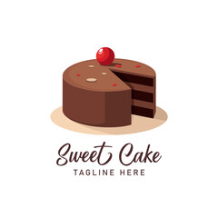 Chocolate Cake bakery shop logo design vector template. Sweet cake icon based logo design editable vector file. cup cake, slice cake, pasty, birthday cake