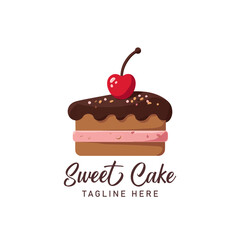 Cake bakery shop logo design vector template. Sweet cake icon based logo design editable vector file. cup cake, slice cake, pasty, birthday cake