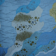 abstruct japanese patterns with white, blue, gold and silver colors