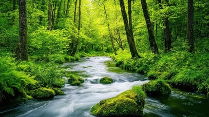 Obraz premium Tranquil Forest Stream