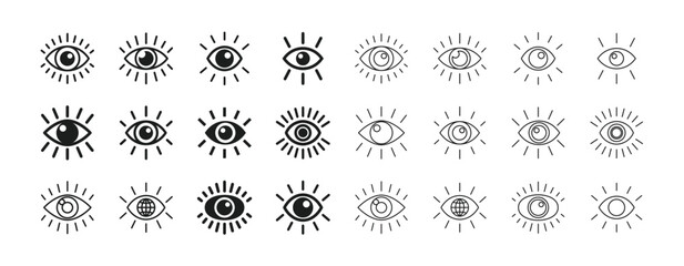 Collection of pupil illustrations of various expressions (with glasses)